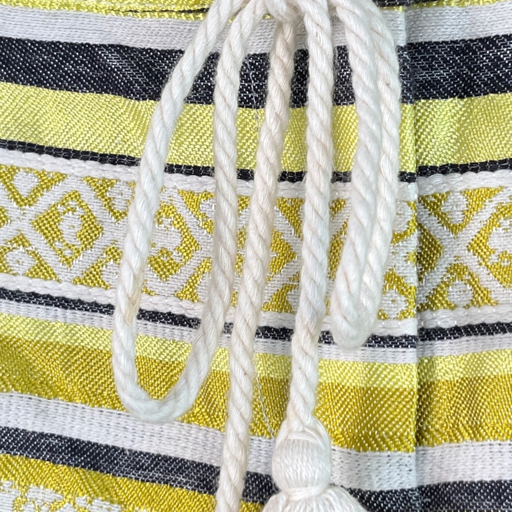 Boho Shorts Tassels 00 S Ann Taylor Loft Yellow Striped Festival Beachy Coastal - Picture 6 of 10